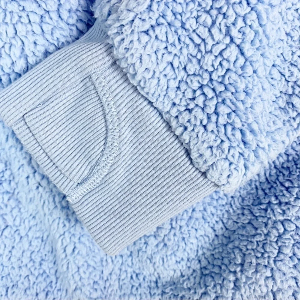 Athleta Girl XL So Snug Sherpa Hoodie Sweatshirt Blue Cozycore